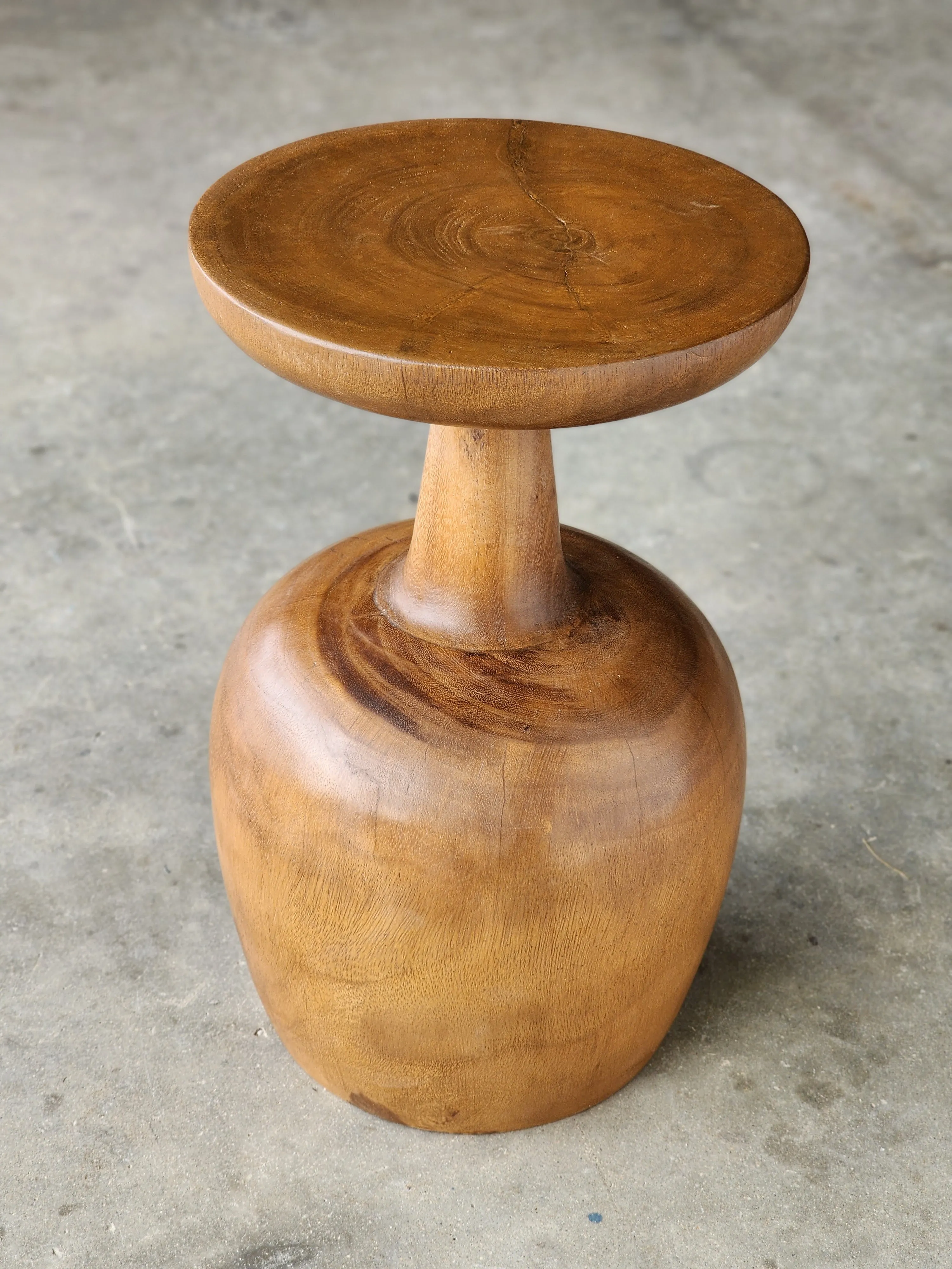 Side table Wine Glass shaped Acacia wood Corner drinks Table, fruit bowl, plant stand -48 cm height