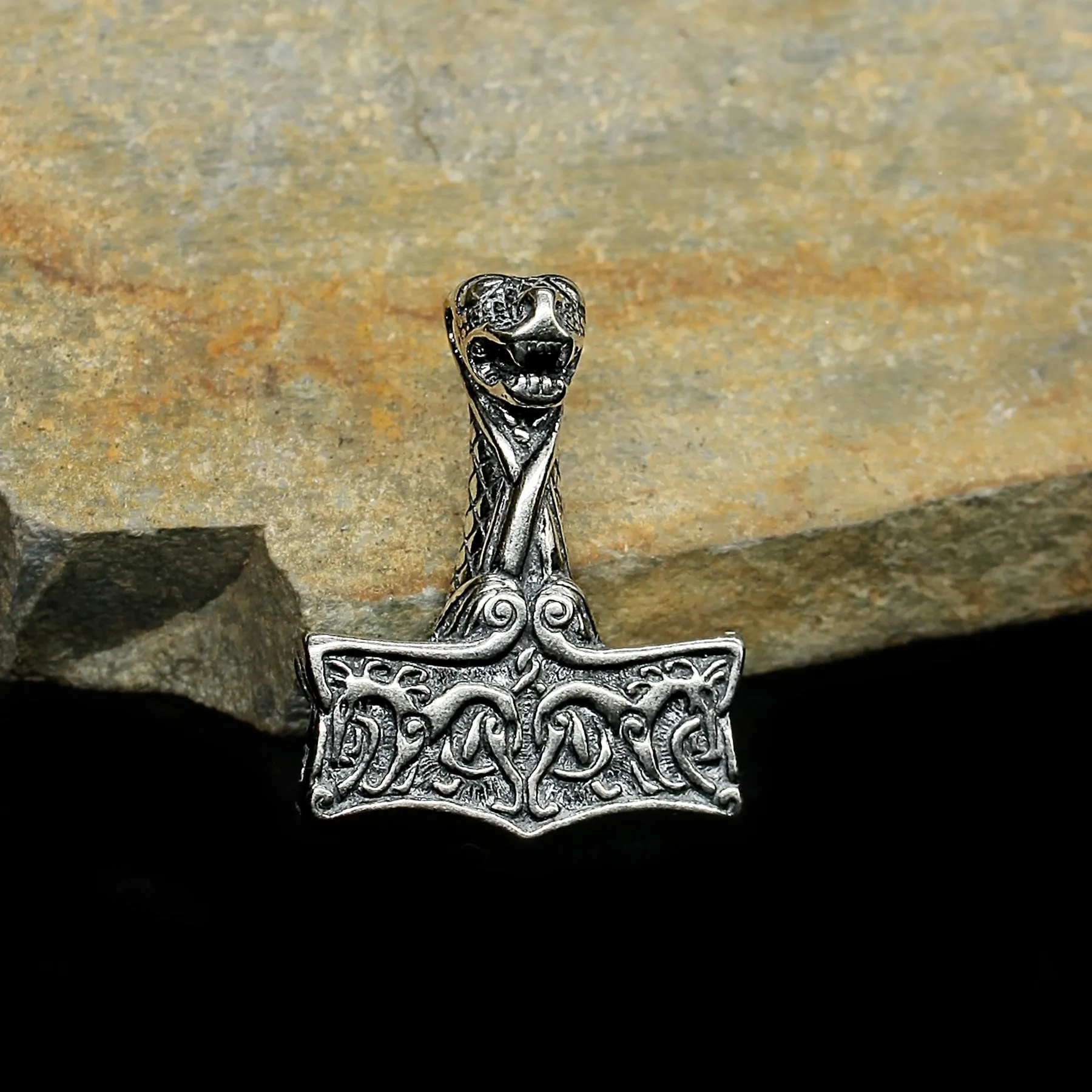 Silver Dragon Oseberg Thors Hammer Pendant