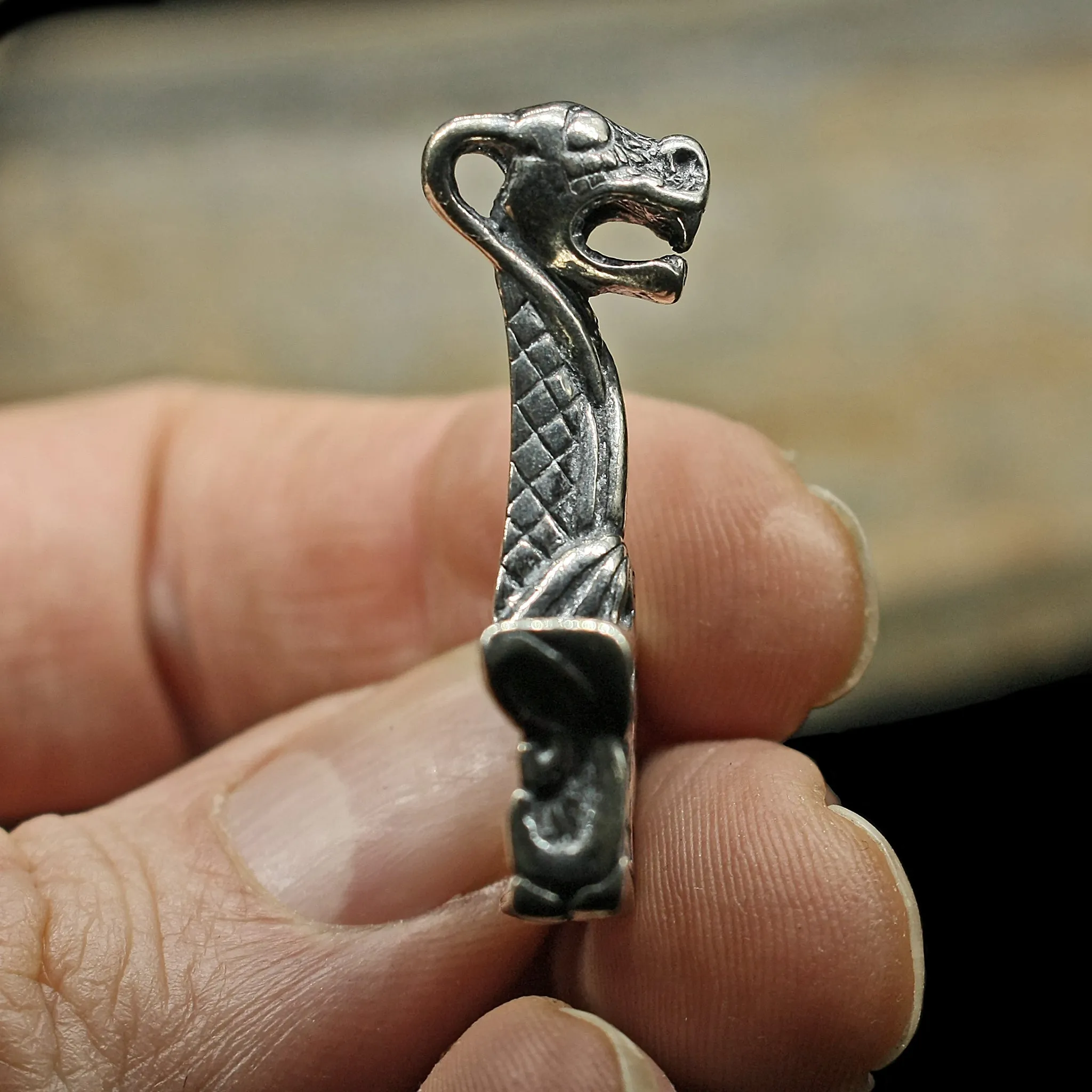 Silver Dragon Oseberg Thors Hammer Pendant