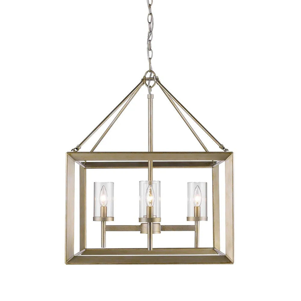 SMYTH 4 LIGHT CHANDELIER, WHITE/GOLD