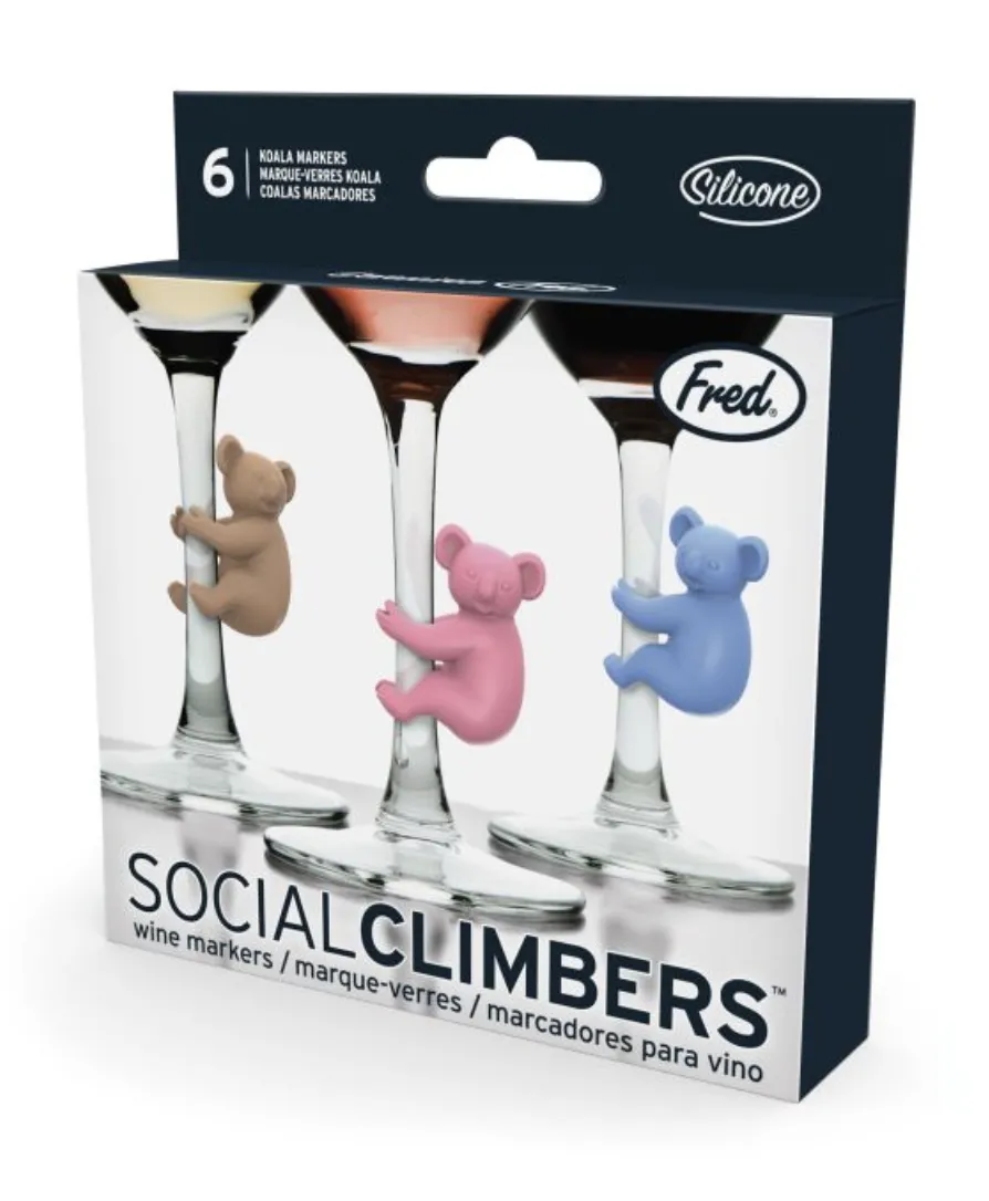 Social Climbers - Koala Wine Markers (set of 6) Assorted 1.7x3.7x3.8cm