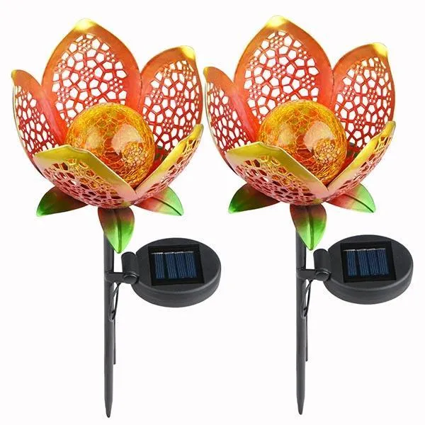 Solar Flower Crackle Garden Light