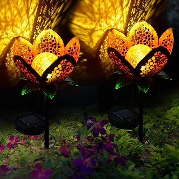 Solar Flower Crackle Garden Light