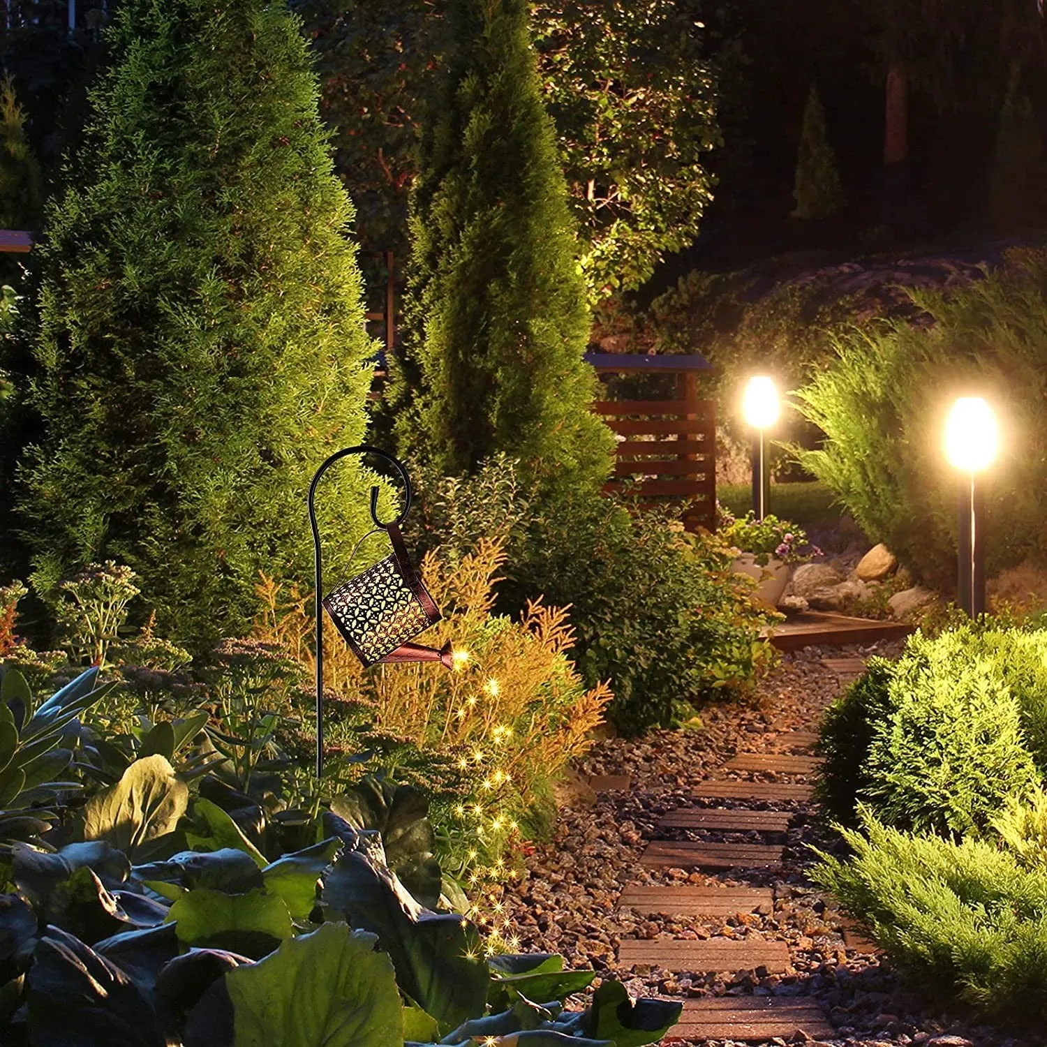 Solar Glowing Fairy Watering Can Light