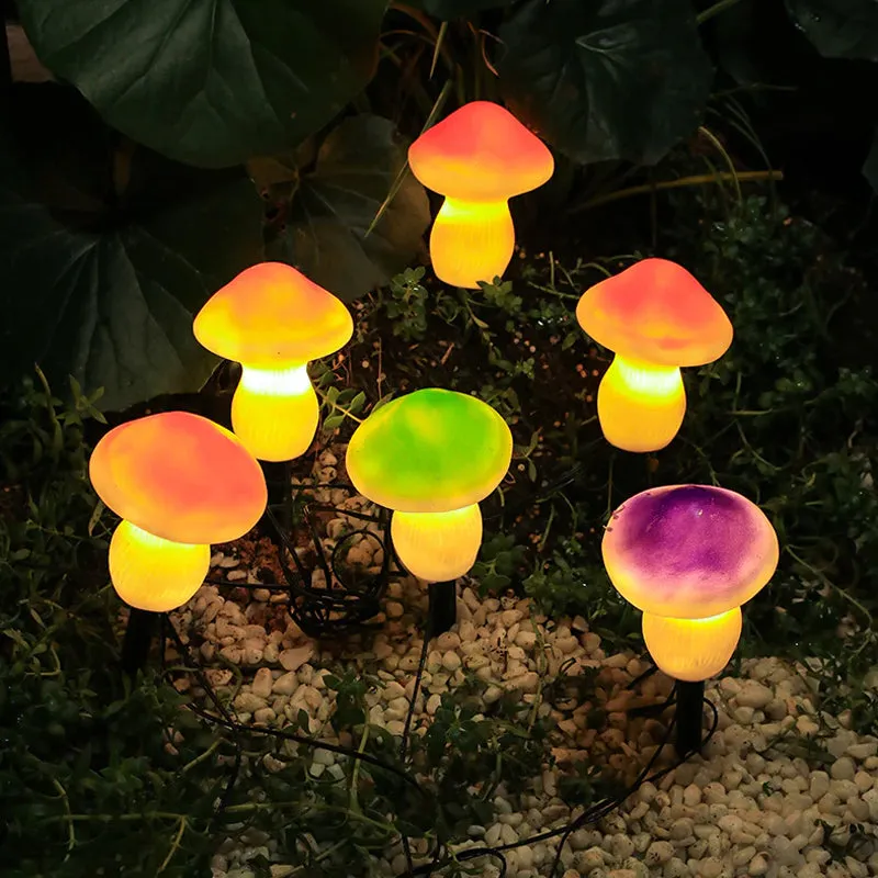 Solar powered garden lights in mushroom design - patio decor