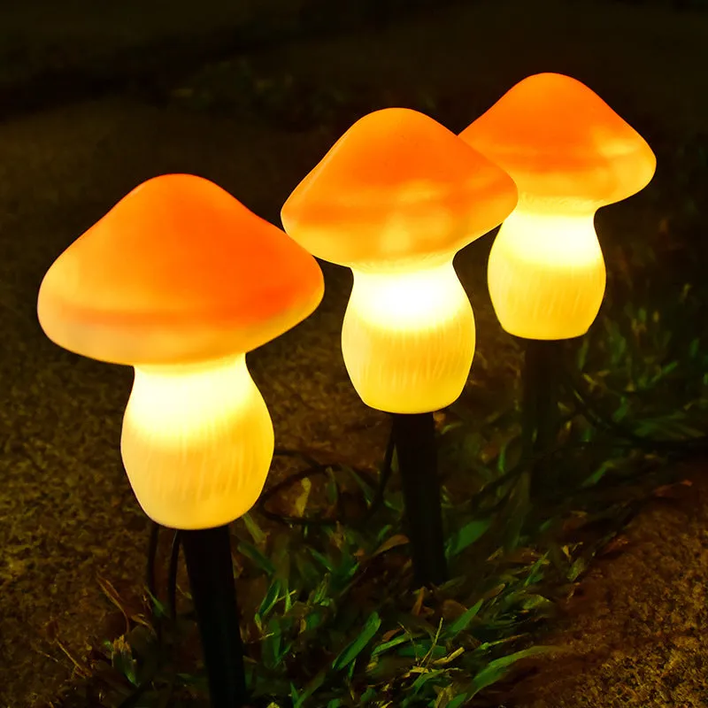 Solar powered garden lights in mushroom design - patio decor