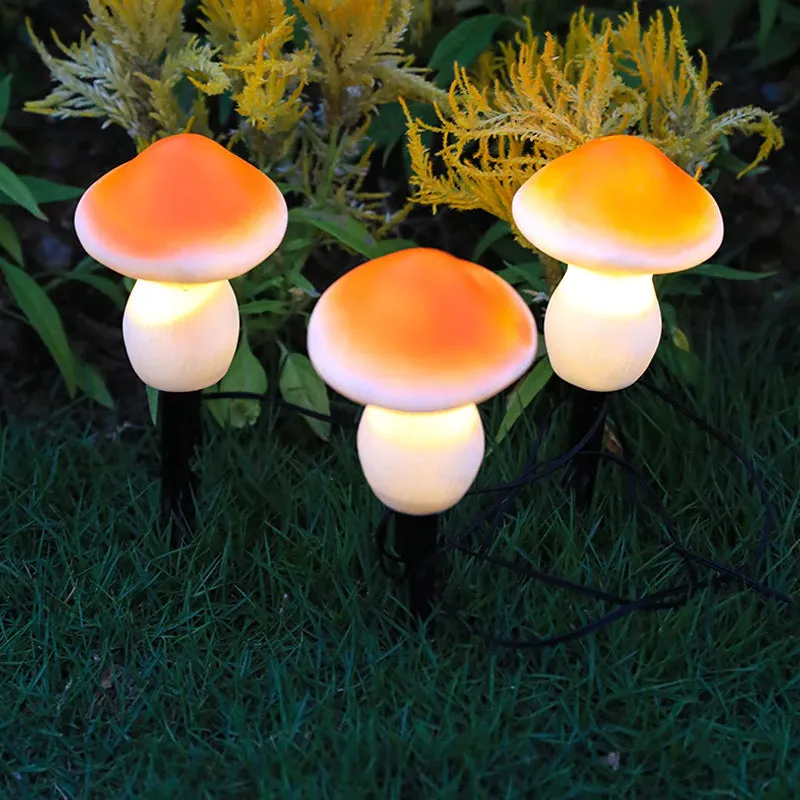 Solar powered garden lights in mushroom design - patio decor