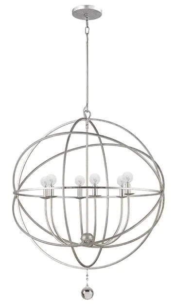 SOLARIS 6 LIGHT SPHERE CHANDELIER, SILVER