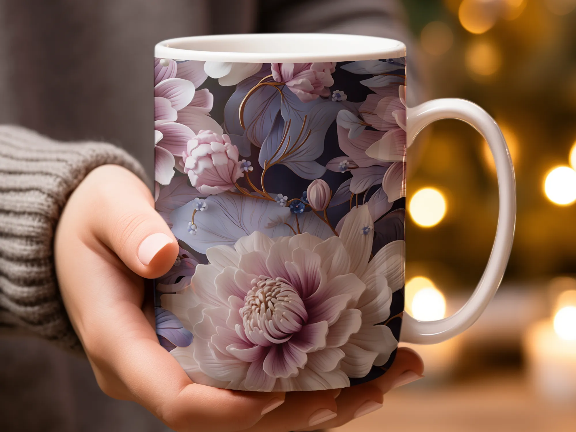 Stunning Purple Flowers Coffee Mug, Floral Coffee Mug, Floral Flower Mug, Cute Mug Gift for Mom or Best Friend