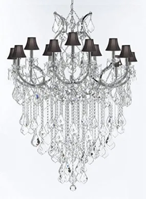 Swarovski Crystal Trimmed Chandelier Maria Theresa Chandelier Lighting Crystal Chandeliers H50 "X W37" Chrome Finish Great For The Dining Room Living Room Entryway / Foyer With Black Shades - J10-Sc/Blackshade/B12/Chrome/26050/15 1Sw