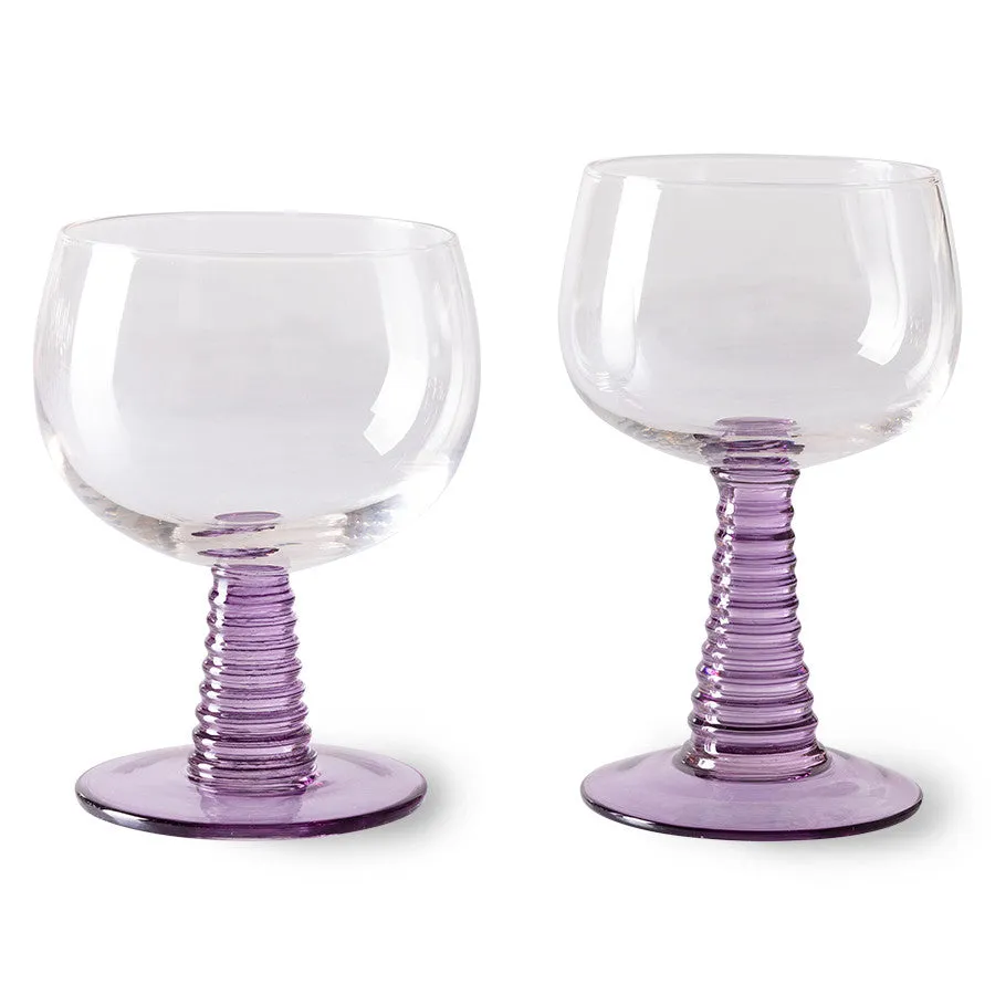 Swirl Wine Glass Low Purple