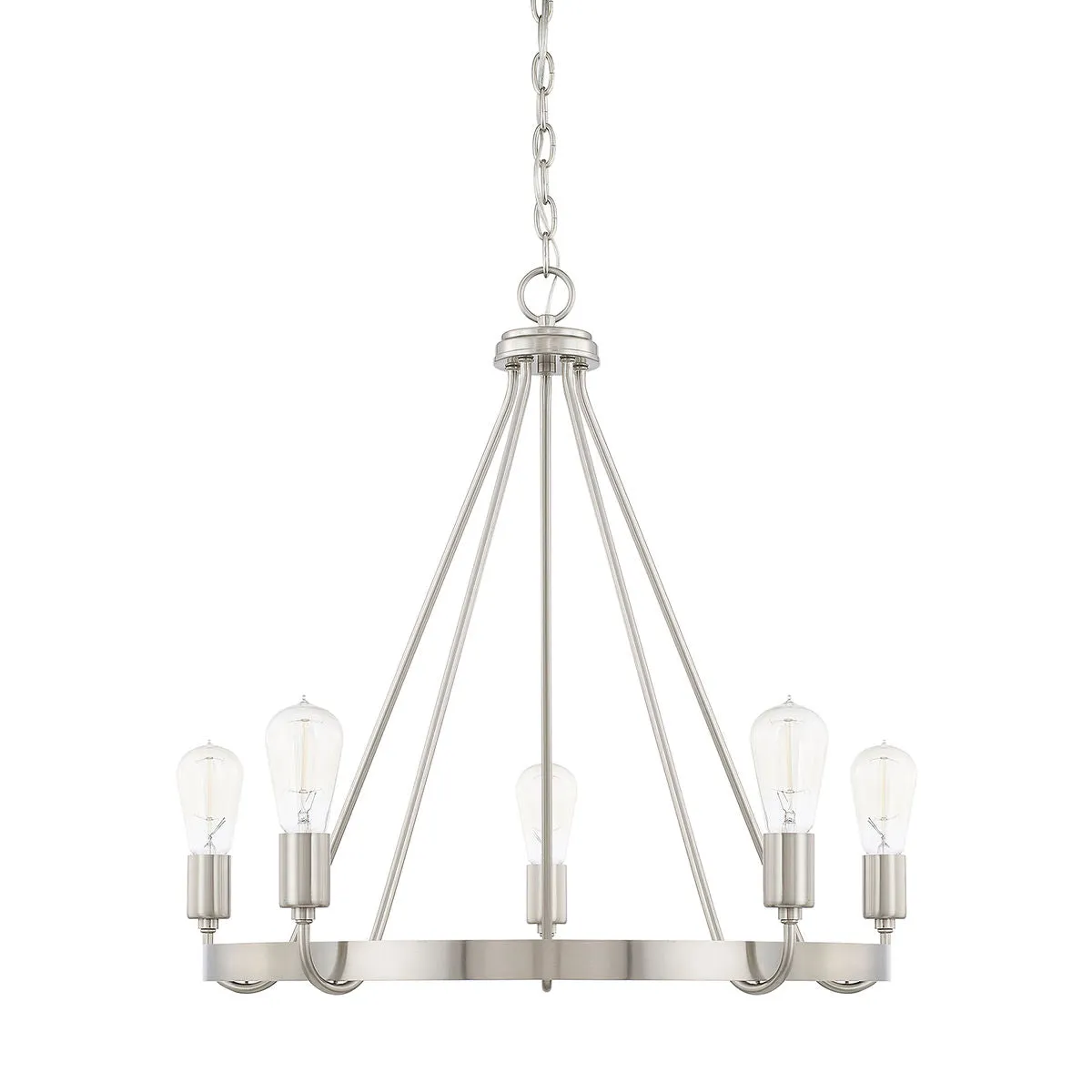 TANNER 5 LIGHT CHANDELIER, BRUSHED NICKEL