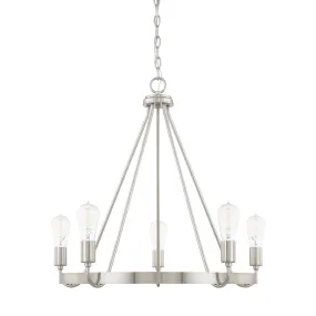 TANNER 5 LIGHT CHANDELIER, BRUSHED NICKEL