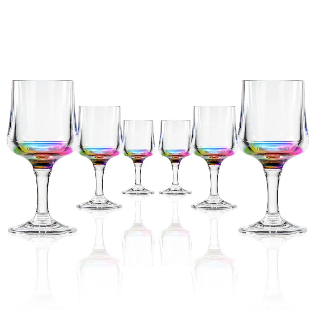 Teardrop 8oz Rainbow Acrylic Wine Stemware | Set of 6