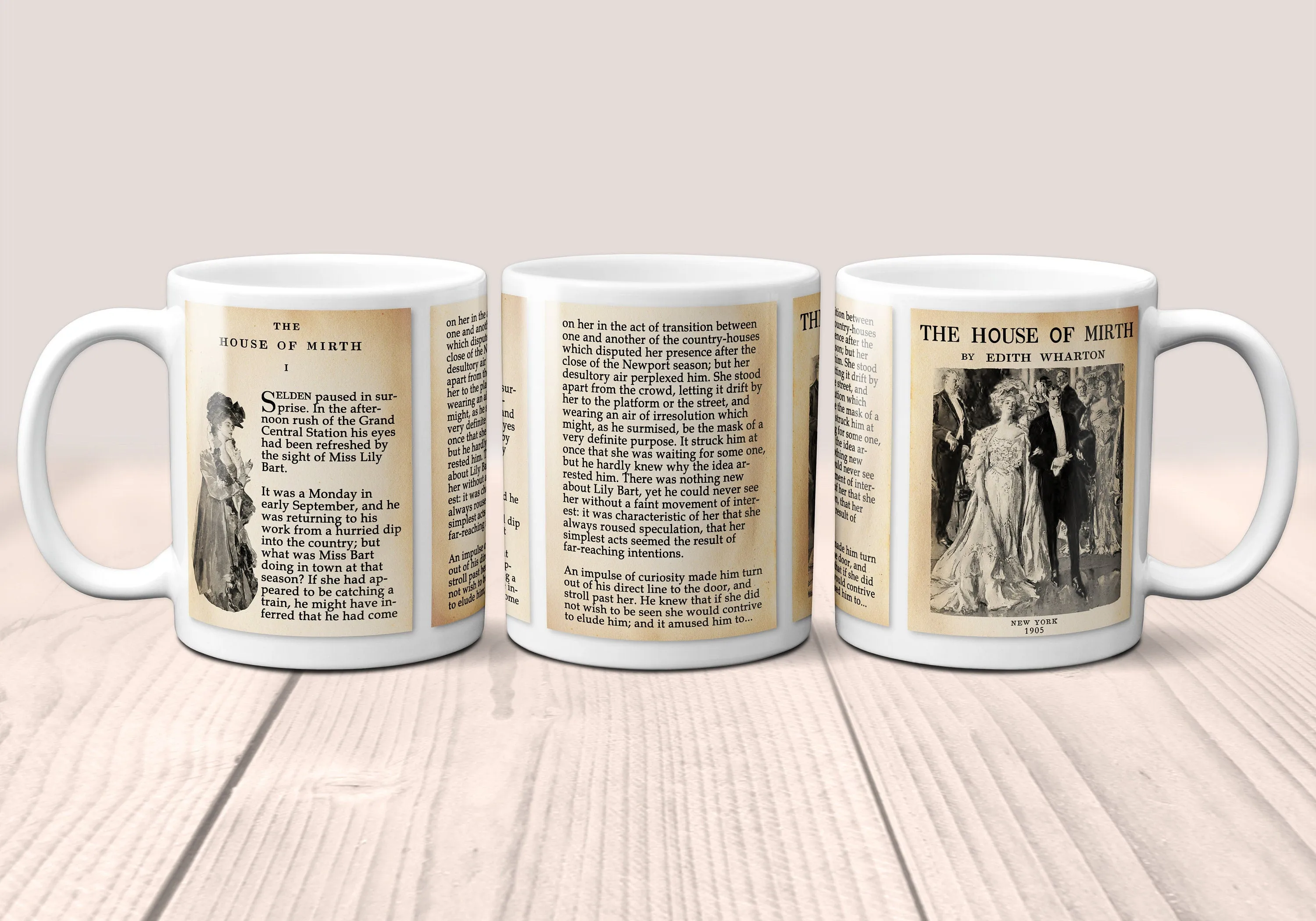 The House of Mirth by Edith Wharton Mug. Coffee Mug with House of Mirth book Title and Book Pages, Bookish Gift, Literature Mug, Book Lover