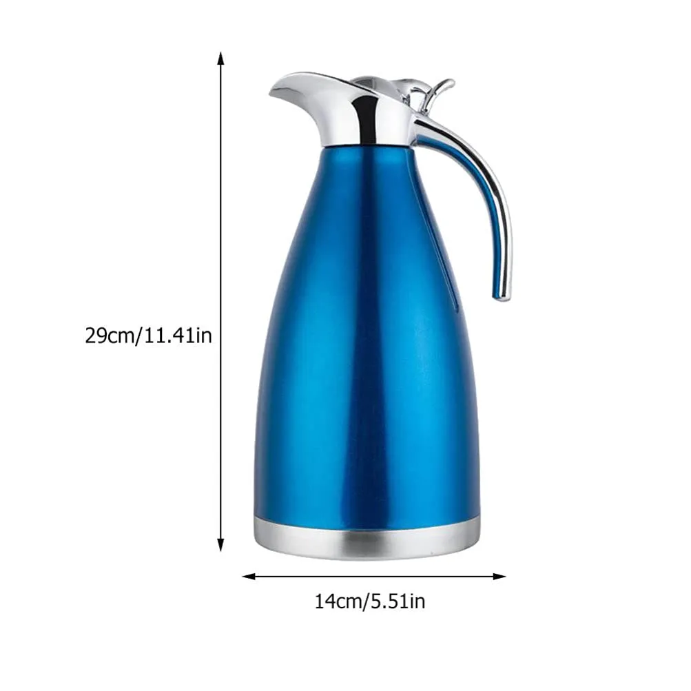 TOPBATHY 2L Stainless Steel Coffee Thermal Carafe Water Beverage Dispenser Insulated Vacuum Carafe Premium Grade Thermal Pot (Blue)