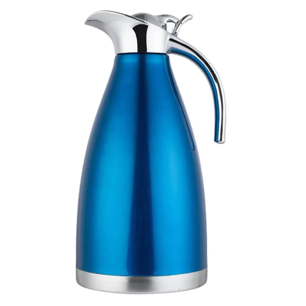 TOPBATHY 2L Stainless Steel Coffee Thermal Carafe Water Beverage Dispenser Insulated Vacuum Carafe Premium Grade Thermal Pot (Blue)