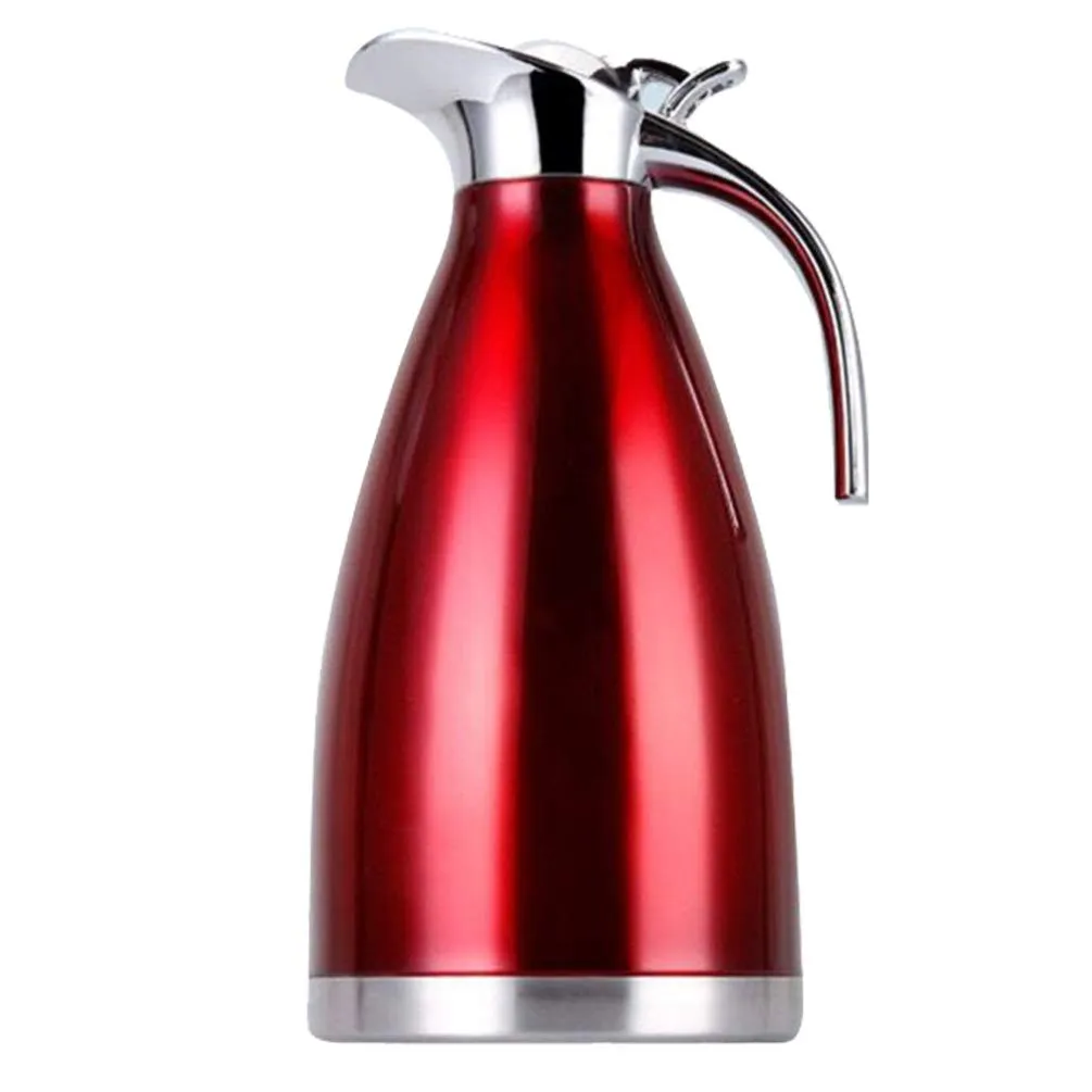 TOPBATHY 2L Stainless Steel Coffee Thermal Carafe Water Beverage Dispenser Insulated Vacuum Carafe Premium Grade Thermal Pot (Red)