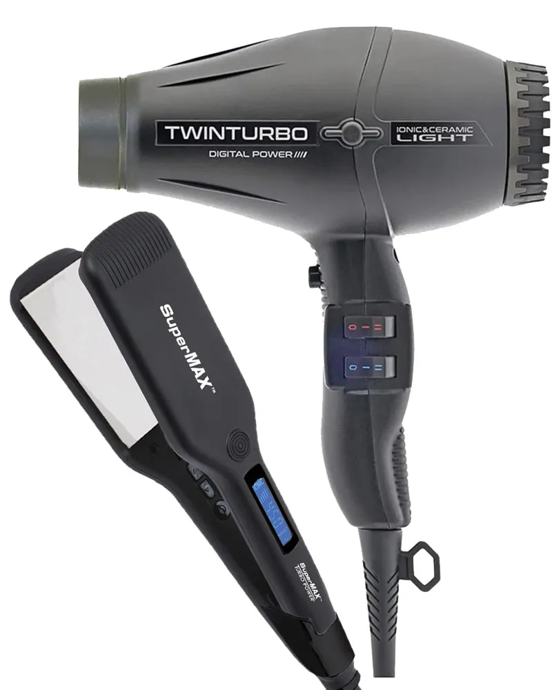 Turbo Power Twin Turbo Digital Power Dryer   Free Turbo Power SuperMax Titanium Flat Iron 2 inch