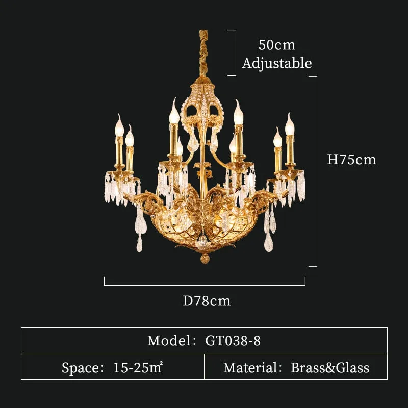 Valentina - European All Copper Chandeliers Creative Personality Crystal Lamp for Living Room, Restaurant, and Hotel Room