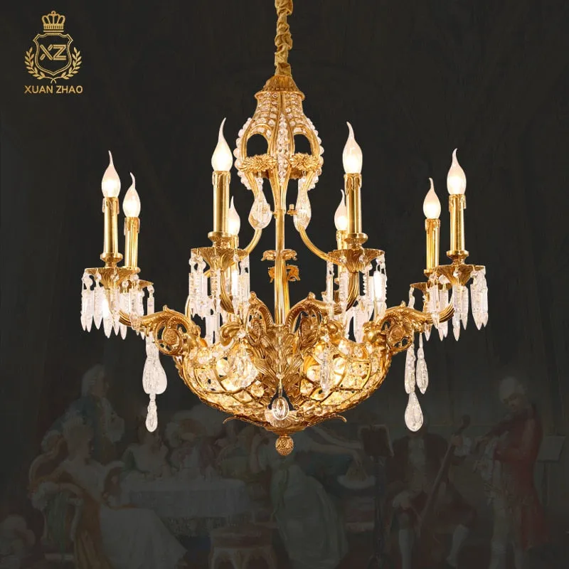 Valentina - European All Copper Chandeliers Creative Personality Crystal Lamp for Living Room, Restaurant, and Hotel Room