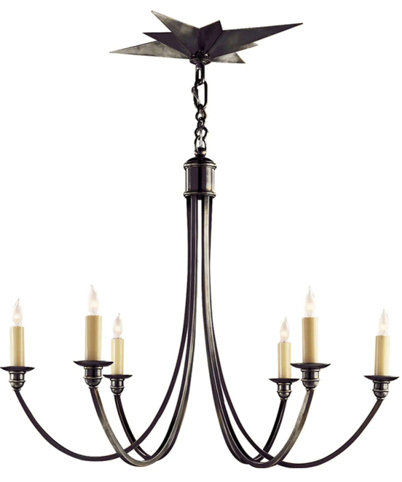 Venetian 6-Light Chandelier with Star Canopy, Bronze