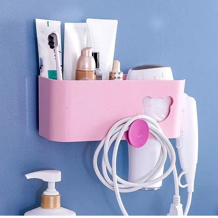 Wall Mounted Blow Dryer Holder Hair Dryer Bathroom Storage Rack