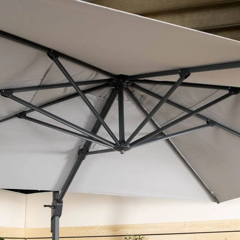 Weatherking Lazio 4x3m Parasol & Base - Light Grey