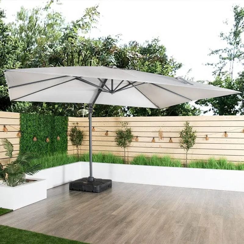 Weatherking Lazio 4x3m Parasol & Base - Light Grey