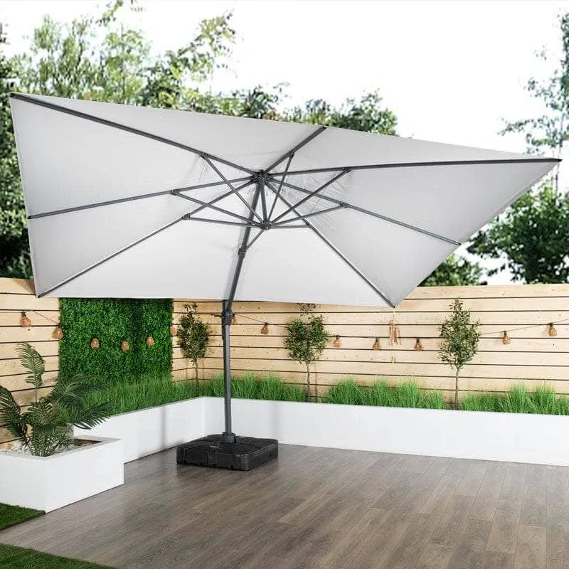 Weatherking Lazio 4x3m Parasol & Base - Light Grey