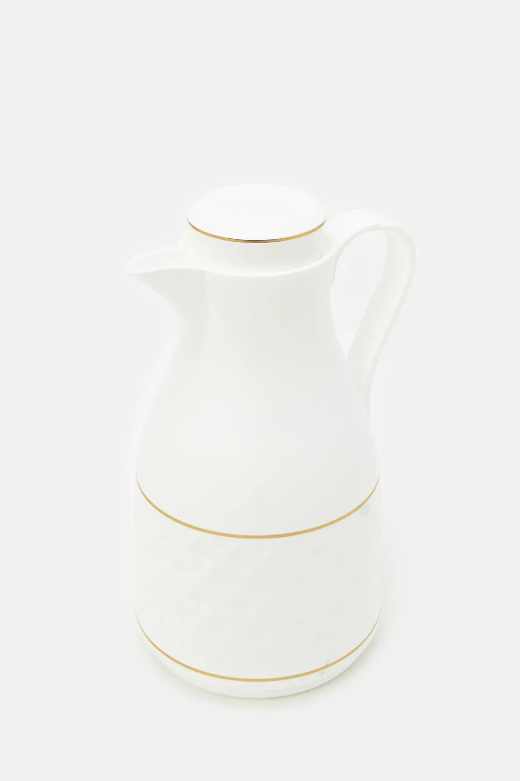 White Embellished with gold rim Vacuum Flask