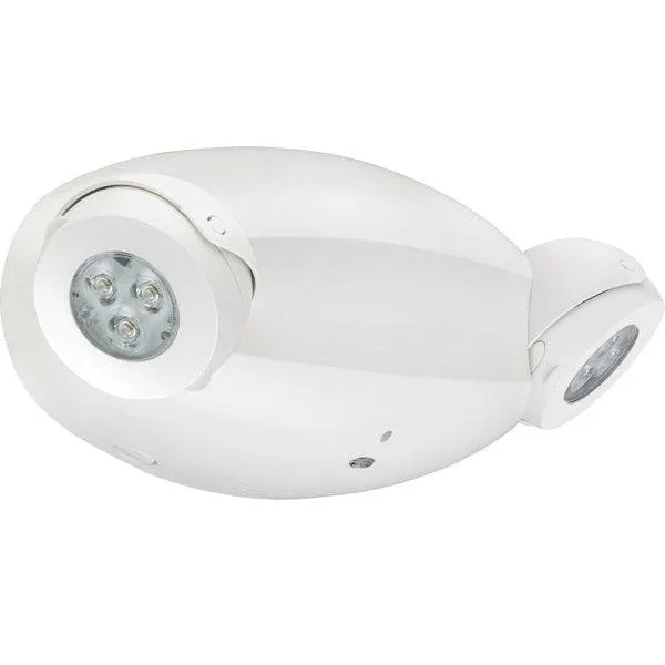 White Emergency Light - 2 Adjustable Lamp Heads - Battery Backup - Self-Diagnostic