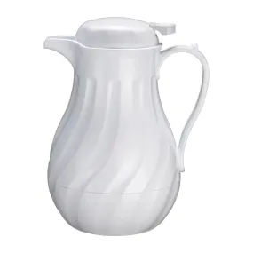 Winco VSW-42W 42oz Insulated Beverage Server, Push Button, White Swirl