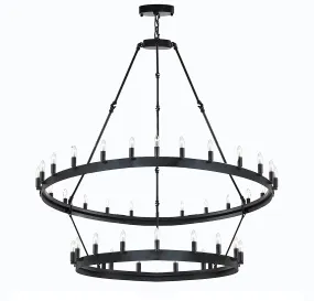 Wrought Iron Vintage Barn Metal Castile Two Tier Chandelier Chandeliers Industrial Loft Rustic Lighting W 38" H 50" - G7-3429/30